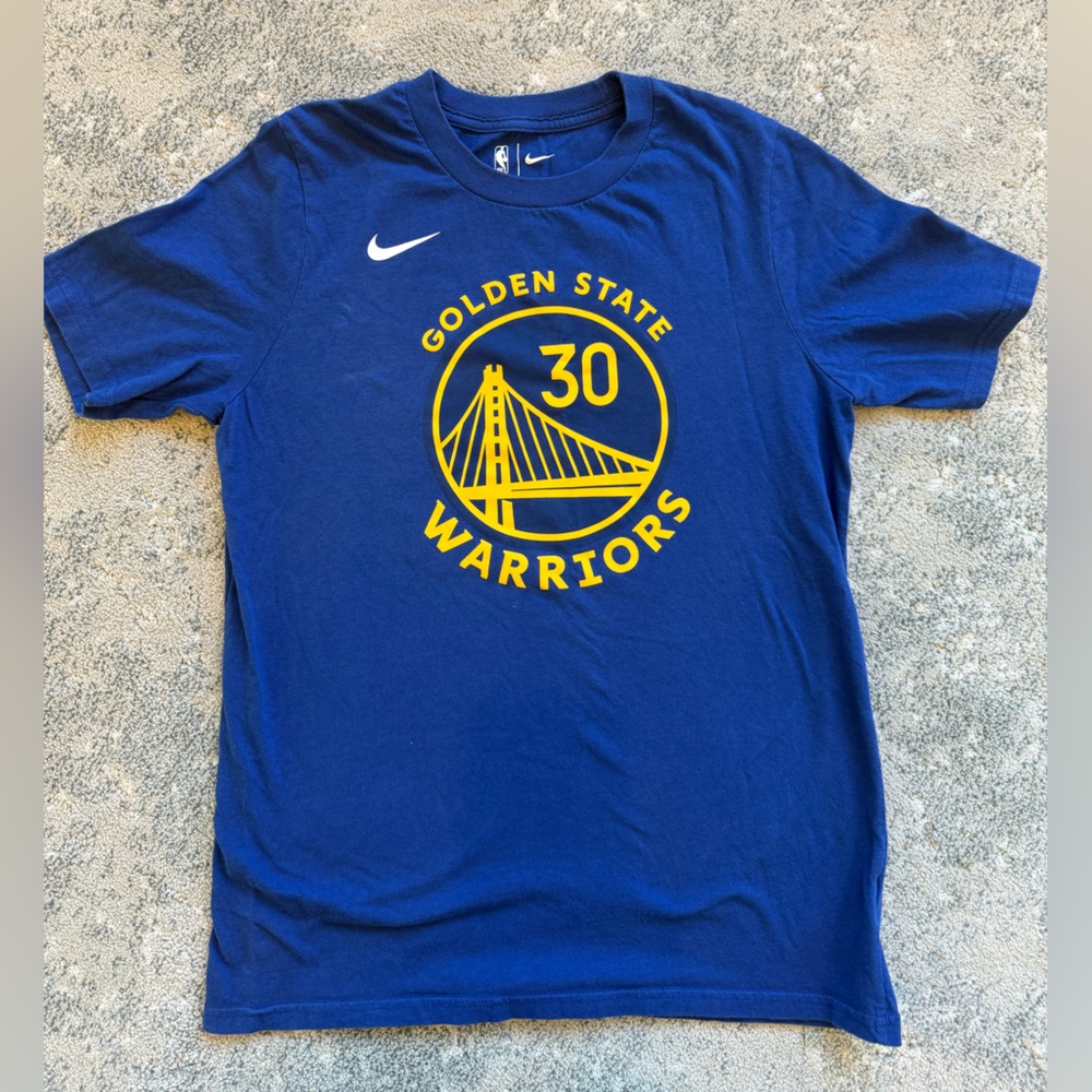 Golden State Warriors, Steph Curry,  Blue T-Shirt, Nike, Youth Large
